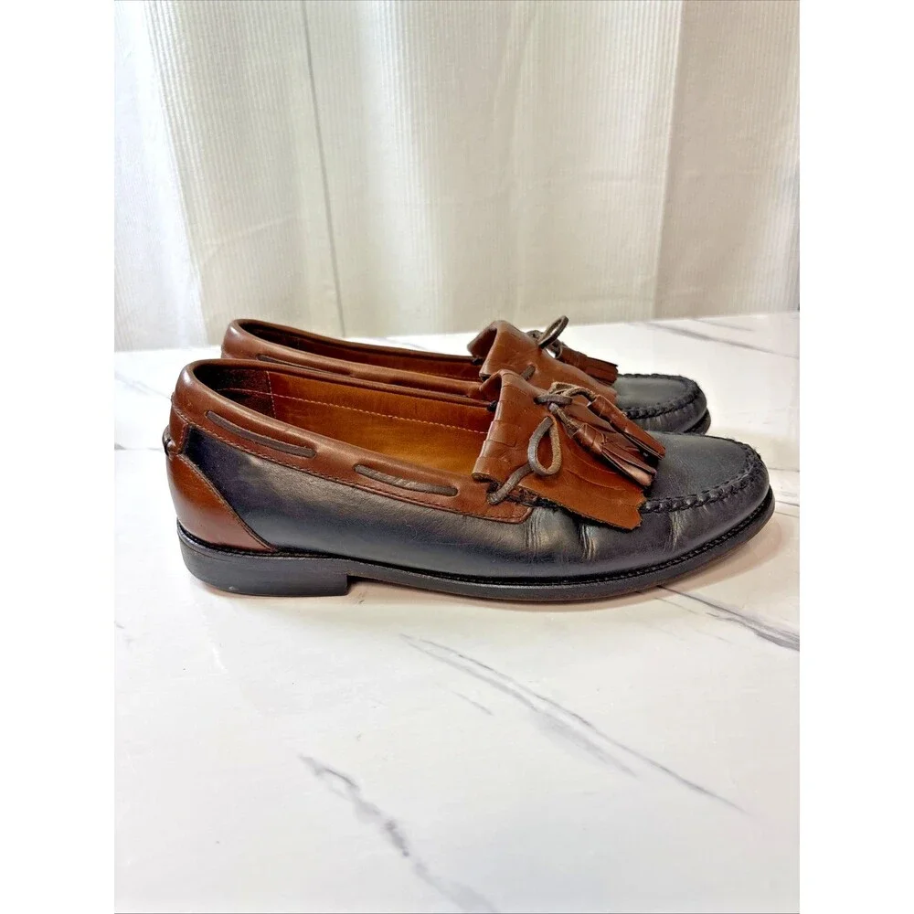 Johnston & Murphy Loafers Dress Shoes Leather Brown Black Tassels 10M